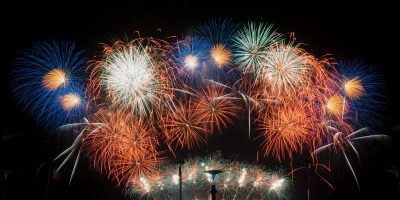 fireworks over the water